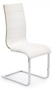 Jedálenská stolička K104 (chróm, eko koža biela, dub sonoma)