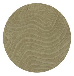 Kaki ručne tkaný vlnený okrúhly koberec ø 160 cm Mesmerise Sage – Flair Rugs