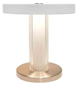 Stolová LED lampa Trezzi, biela, výška 22 cm, kov/sklo, Biela / opálová, Obývacia izba / jedáleň, kov, Škandinávsky, Stojacie svietidlo