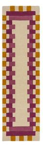 Žlto-ružový ručne tkaný vlnený behúň 60x230 cm Kai Wool Border – Flair Rugs
