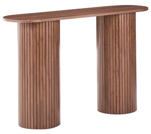 Konzolový stolík tmavohnedý MDF rebrované nohy 120 cm klasický moderný dizajn obývacia izba predsieň