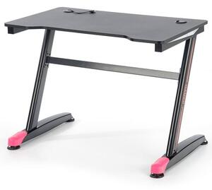 Písací stôl TERREL čierna/červená, LED osvetlenie