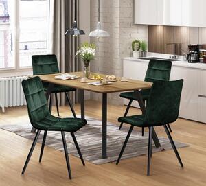 Idea Jedálenský stôl BERGEN dub + 4 stoličky BERGEN zelený zamat