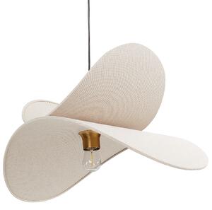 Závesná lampa béžová ľanová 105 cm látkové tienidlo odhalená žiarovka moderný dizajn