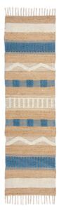 Ručne tkaný behúň s prímesou juty v modro-prírodnej farbe 60x230 cm Medina Jute – Flair Rugs