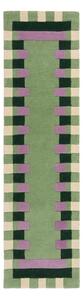 Zeleno-fialový ručne tkaný vlnený behúň 60x230 cm Kai Wool Border – Flair Rugs