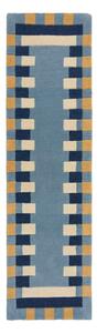 Modrý ručne tkaný vlnený behúň 60x230 cm Kai Wool Border - Flair Rugs