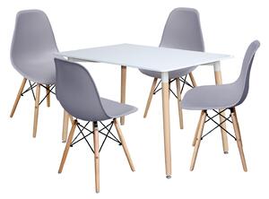 Jedálenský stôl 120x80 UNO biely + 4 stoličky UNO sivé