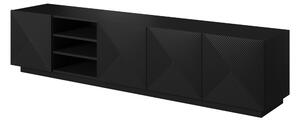 TV skrinka Asha 200 cm s otvorenou policou - čierny mat