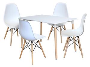 Jedálenský stôl 120x80 UNO biely + 4 stoličky UNO biele