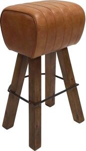 Barová stolička Tres so starohnedou kožou