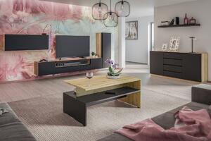 Zostava nábytku do obývačky Loftia 6 - artisan/čierny mat