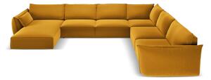 Zamatová rohová pohovka v horčicovej farbe (pravý roh/do "U") Vanda – Mazzini Sofas