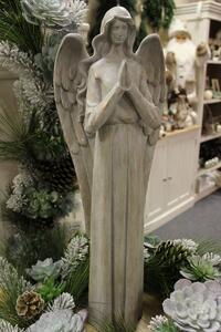 Sivá keramická soška veľkého anjela 58cm