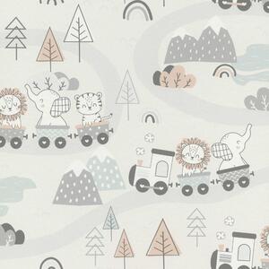 RASCH | Vliesová tapeta na stenu Kids World 2 302332 | 0,53 x 10,05 m | biela, šedá, béžová