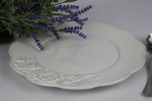 Biely plytký vintage tanier 25cm