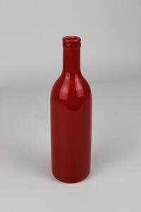 Červená keramická váza v tvare fľaše 21cm