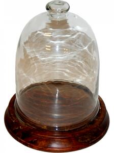 Sklenený zvon s dreveným podstavcom