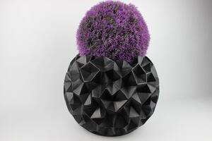 Čierny guľatý glamour kvetináč 40 cm