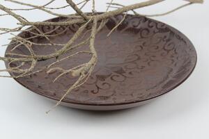 Hnedá okrúhla vzorovaná miska na ovocie 34 cm