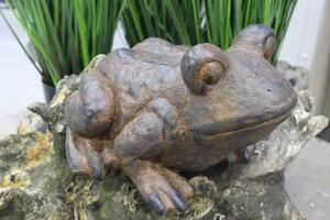 Hnedá soška žaby do záhrady 28cm