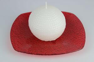 Červený tanier štvorec s oblými hranami 19 cm
