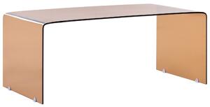 Konferenčný stolík hnedý priehľadné tvrdené sklo 100 x 50 cm minimalistický obdĺžnikový moderný