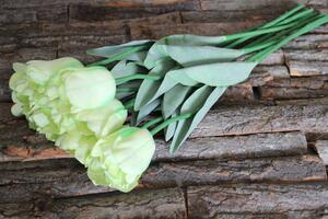 Zelený umelý tulipán s listami 67cm 1ks