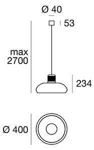 LED závesné svietidlo Stilnovo Trepiù, biela/čierna, Ø 40 cm