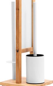 Bambusový kúpeľňový stojan na toaletný papier a kefu White 321502