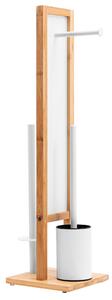 Tutumi, bambusový kúpeľňový stojan na toaletný papier a kefu 321502, hnedá-biela, HOM-04000
