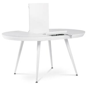 Dizajnový jedálenský oválny rozkladací stôl v bielej farbe (a-409M biely)