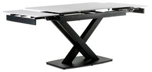 Dizajnový rozkladací stôl s keramickou doskou-biely mramor (a-450M čierny)