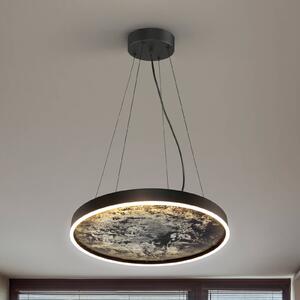 LED závesné svietidlo, Ø 60 cm, čierna farba, kov, akryl, Čierna, Obývacia izba / jedáleň, kov, Moderný, Závesné svietidlo