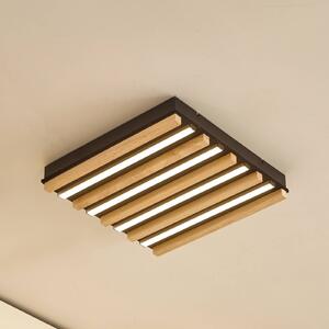 Lindby stropné LED svetlo Firka, biele, drevo, 42 cm, stmievateľné., Svetlé drevo, Obývacia izba / jedáleň, Drevo, Moderný, Stropné svetlo