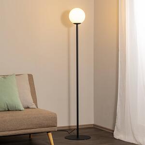 Stojacia lampa Joel z kovu a skla, čierna/biela