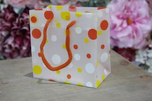 Oranžová bodkovaná darčeková taška 11cm