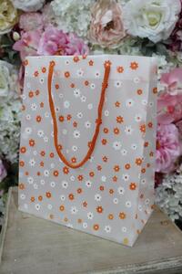 Oranžová kvetinková darčeková taška 25cm