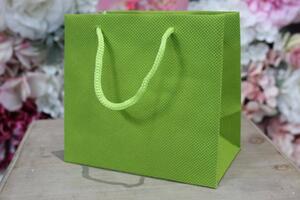 Zelená netkaná darčeková taška 14,5cm