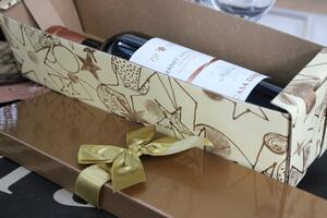 Hnedo krémová darčeková krabica na víno 34cm