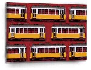 Sablio Obraz Lisabonské historické električky Červený Pattern - 90x60 cm
