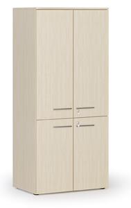 Kancelárska policová skriňa PRIMO WOOD, polené dvere, 800 x 500 x 1781 mm, breza