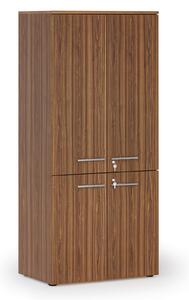 Kancelárska policová skriňa PRIMO WOOD, polené dvere, 800 x 500 x 1781 mm, orech