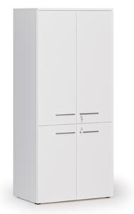 Kancelárska policová skriňa PRIMO WHITE, polené dvere, 800 x 500 x 1781 mm, biela