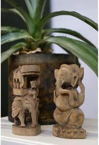 Ručne vyrobená drevená figúrka Ganéša a slona