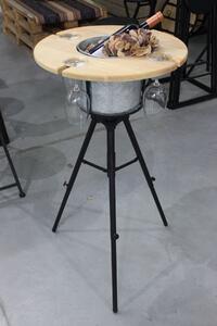 Hnedý degustačný stôl s chladiacou nádobou na víno