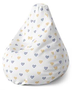 Sablio Sedací vak Pear Maľované srdce na bielej - 70 x 95 x 15 cm