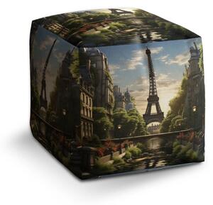 Sablio Taburet Cube Paríž Eiffelova veža Art - 40x40x40 cm