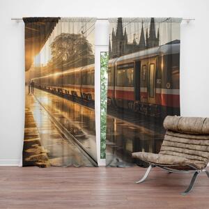 Sablio Záves Vlak na stanici pri východe slnka: 2ks 140x250cm