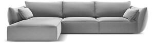 Svetlosivá zamatová rohová pohovka (ľavý roh/s leňoškou) Vanda – Mazzini Sofas